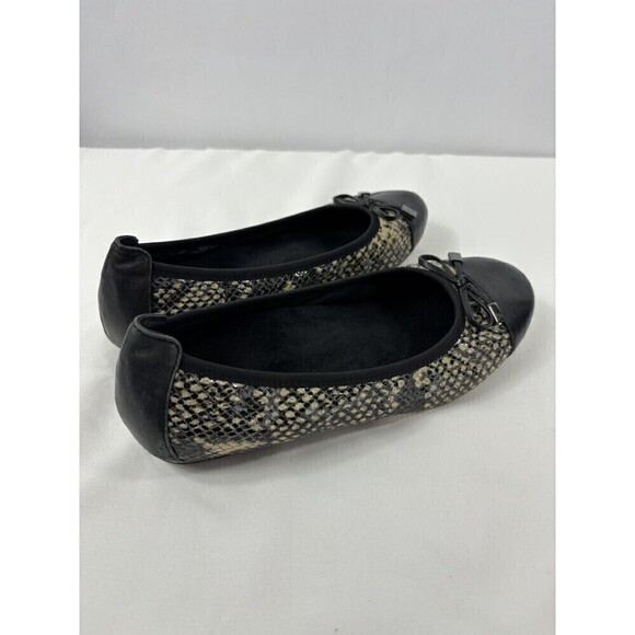 Vionic Minna Ballet Flats Size 6.5 Black Cream Reptile Print Leather Cap Toe - Picture 10 of 16